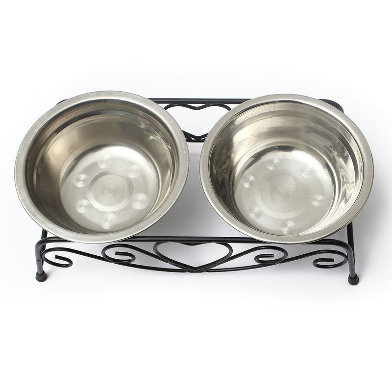 ZJchao Stainless Steel Double Set Dog Bowl with Bowl Stand and 2 Dog Bowls Water Bowl and Feeding Bowl for Cats Dogs Pets - PawsPlanet Australia