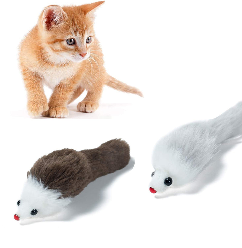 Squeaking Cat Toy, Mice Cat Toy with Furry Tail, Interactive Squeaky Mouse for Cats Indoor/Outdoor Exercise (gray&brown) gray&brown - PawsPlanet Australia