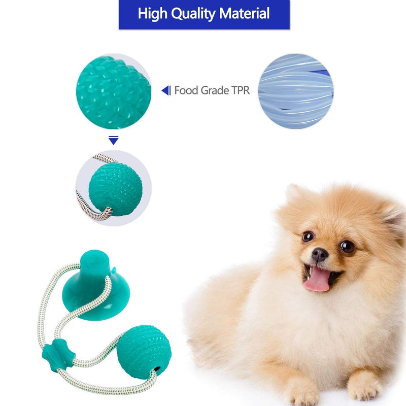 [Australia] - ODOLDI Pet Molar Bite Toy, Multifunction Interactive Ropes Toys, Self-Playing Rubber Chew Ball Toy with Suction Cup, Teeth Cleaning Tool for Dogs Cats Light Blue 