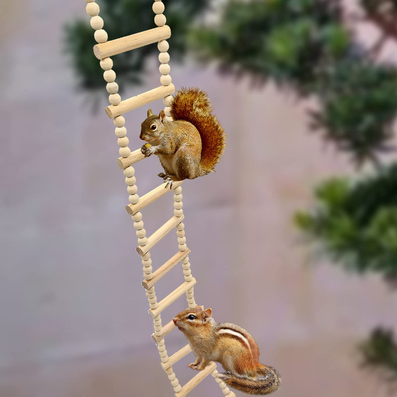 Bird Ladder Bridge Toy, Wooden Small Animal Climbing Toy, Bird Cage Accessories for Birds Parrots Cockatoos Peonies African Gray Parrots Macaws Parakeets Hamsters Rats (12pcs Ladder) (70cm) 12 Ladders-70CM - PawsPlanet Australia