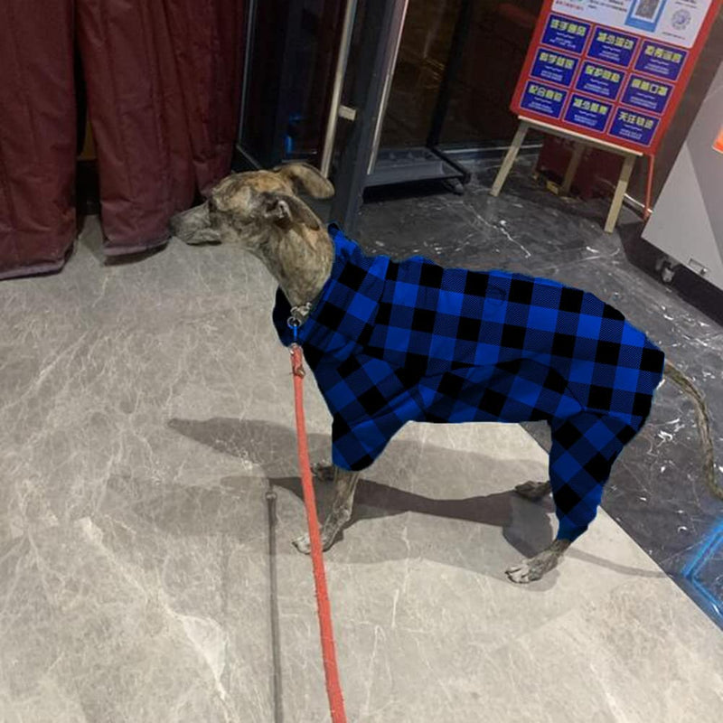 Winter Dog Coat Plaid Pet Dog Clothes Windproof Dog Sweater Warm Fleece Padded Winter Dogs Cats Puppy Small Medium Large Blue S - PawsPlanet Australia