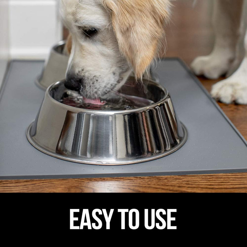 Gorilla Grip Silicone Pet Feeding Mat, Easy Clean, Large, 23x15, Waterproof, Dishwasher Safe Dog, Cat Mats, Raised Edges, Placemat Tray to Stop Food Spills and Water Bowl Messes on Floor, Gray 23" x 15" - PawsPlanet Australia