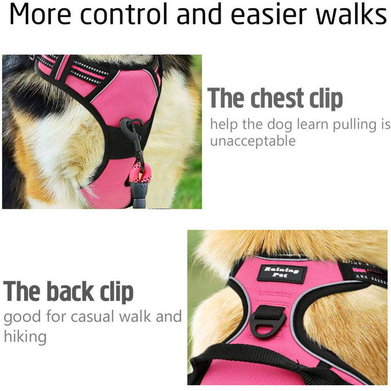 [Australia] - Raining Pet No Pull Dog Harness Dogs Leash Set, Reflective Dog Harness for Large, Medium,Extra Large Dog Breeds Pink 