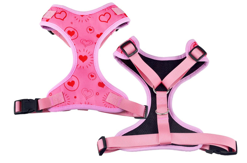 Moonpet Valentine's Day Dog Harness Leash Set /Soft Gentle No Pull No Choke Dog Harnesses/ Adjustable Breathable Mesh Step in Dog Vest Harness for Small Medium Large Dogs S: Neck 11.4"-14.2’’, Chest 14.2"-18.9" Valentine's Day Red - PawsPlanet Australia