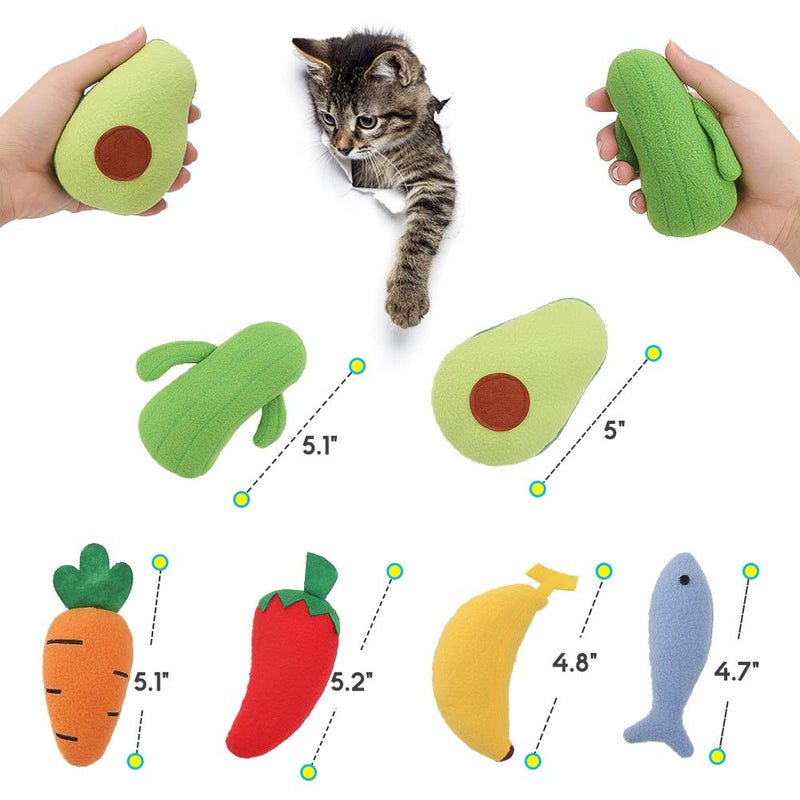 PAWCHIE Catnip Toys for Indoor Cats - 6 Pack Soft Interactive Cat Toys, Kitten Chew Toys with Natural Catnip Filled - PawsPlanet Australia