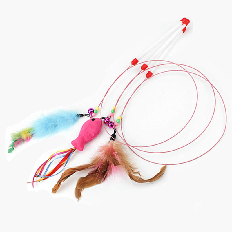 Interhomie 12Pcs Feather Cat Toys Colorful Feather Cat Teaser and Exerciser Cat Wand - PawsPlanet Australia