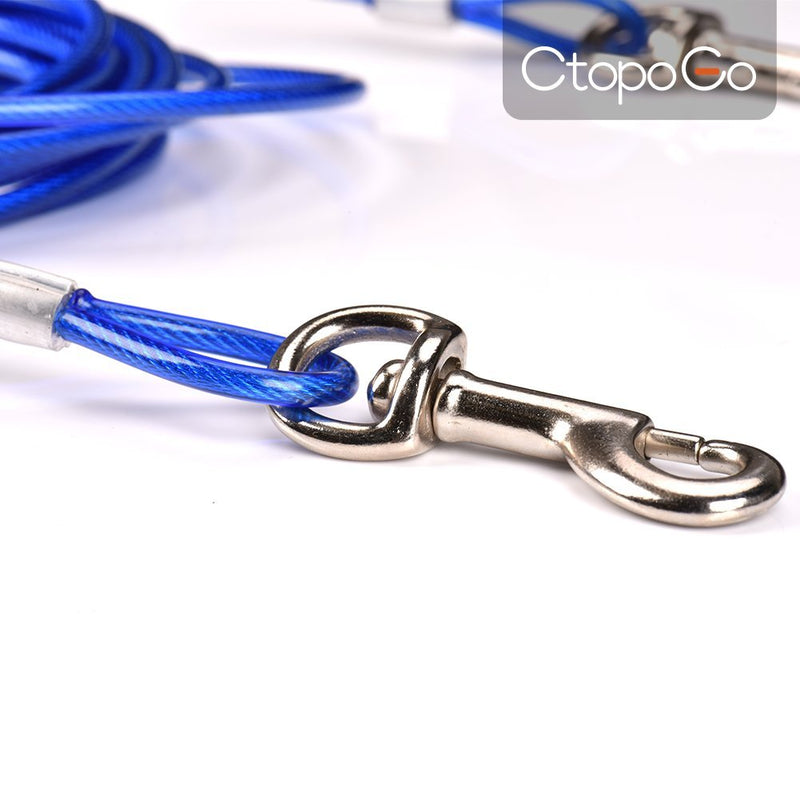 CtopoGo 10ft (3m) Dog Tie Out Cable,Pet Tie Out Cable,Tie-Out Cable for Dogs up to 125 lbs, Suitable for all breeds (3m, Blue) 3m - PawsPlanet Australia