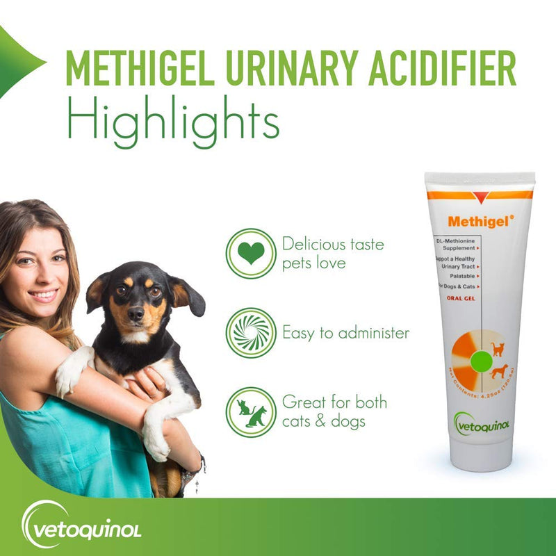 Vetoquinol Methigel Urinary Acidifier to Promote Urinary and Bladder Health for Dogs & Cats 4.25 Ounce (Pack of 2) - PawsPlanet Australia