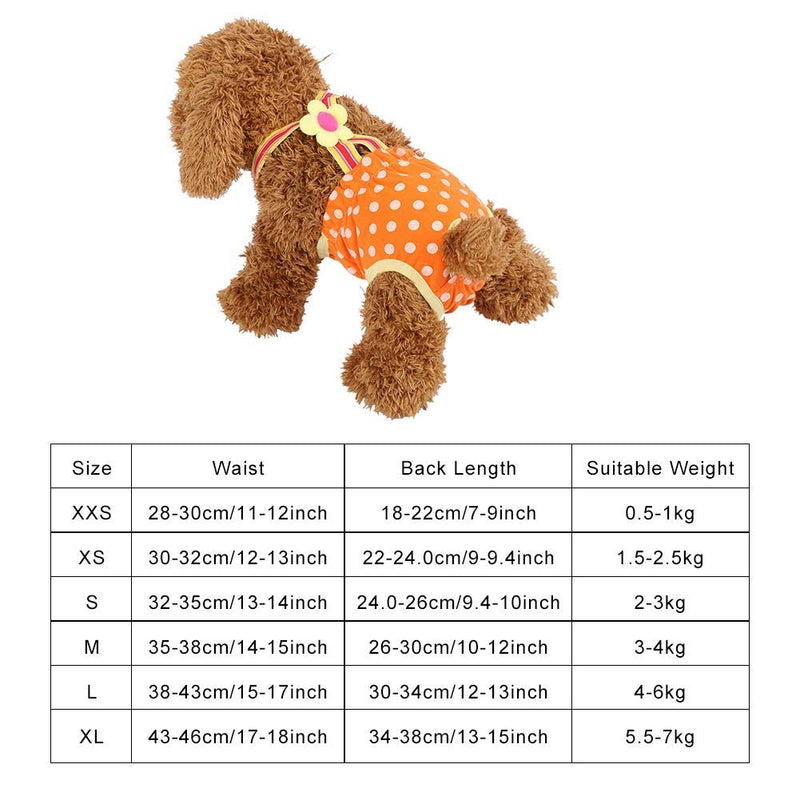 Dog Sanitary Pants, 6 Sizes Female Pet Dog Puppy Diaper Nappy Doggy Kitten Physiological Sanitary Briefs Menstrual Suspender Pants Underwear Pants(S) S - PawsPlanet Australia