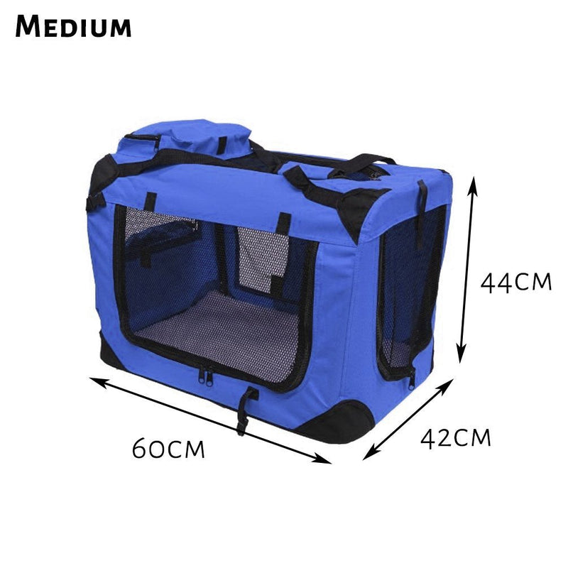 AVC Portable Soft Fabric Pet Carrier Folding Dog Cat Puppy Travel Transport Bag (Medium, Blue) Medium - PawsPlanet Australia