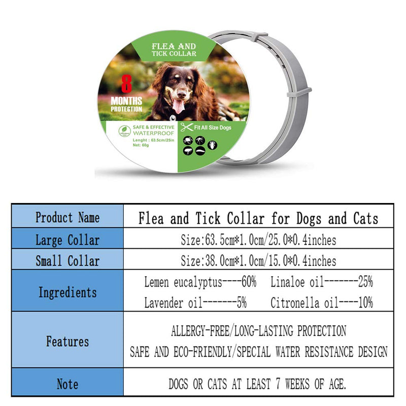 Flea and Tick Collar for Dogs and Cats, Flea Treatment for Puppy Kitten, Adjustable Size, Waterproof Natural Safe, 8 Months Protection,1 Pack (Small) Small - PawsPlanet Australia