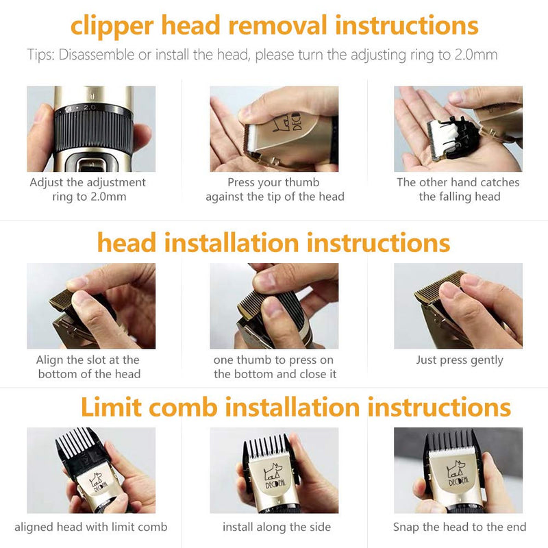 Dog Grooming Clipper, Dog Clipper, Low Noise USB Rechargeable Electric Pet Clipper for Pet Cats with 4 Clipper Combs, Stainless Steel Scissor, and Cleaning Brush - PawsPlanet Australia