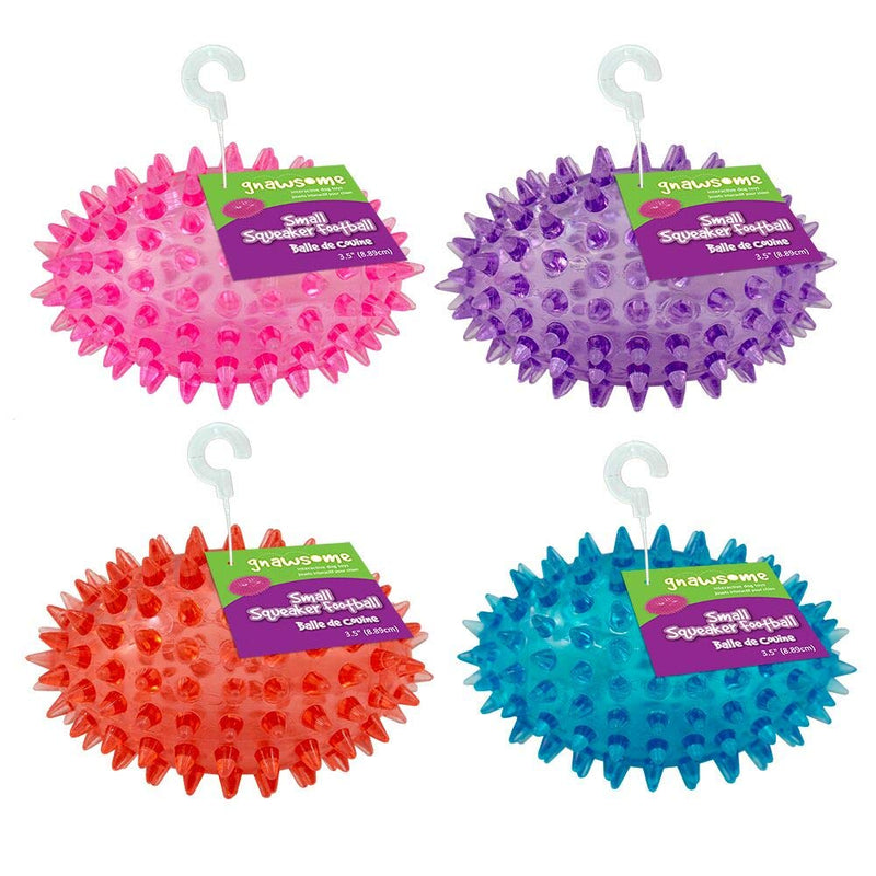 [Australia] - Gnawsome 3.5” Spiky Squeaker Football Dog Toy - Small, Cleans Teeth and Promotes Good Dental and Gum Health for Your Pet, Colors will vary 