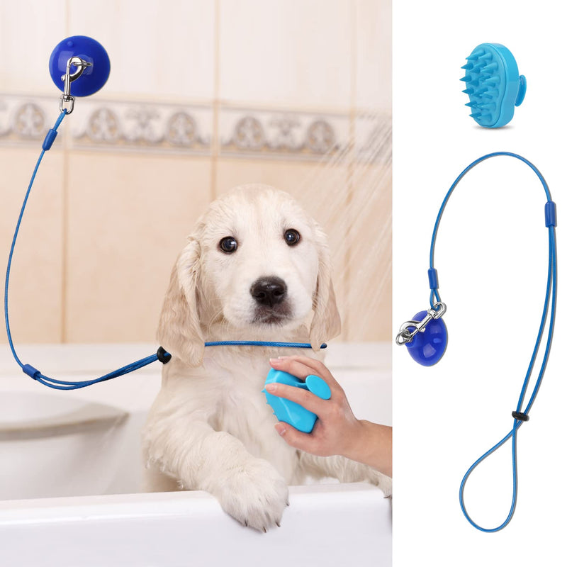 Petbobi Dog Bathing Tether with Suction Cup, Dog Grooming Tub Restraint Including Silicone Suction Cup + Adjustable Collar Dog Leash + Soft Bath Brush for Fixed Dogs During Pet Shower and Grooming - PawsPlanet Australia