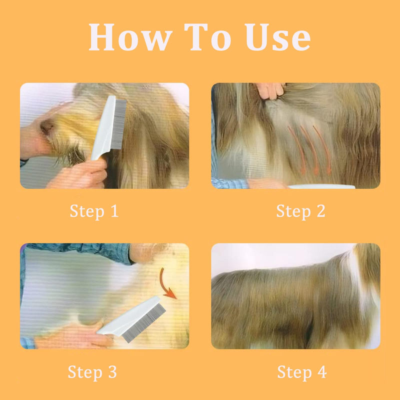 Flea comb for dogs and cats, professional dog combs, pet comb for removing fleas, lice comb, dust comb with rounded metal tines for gentle care, gentle and safe thanks to rounded tines - PawsPlanet Australia