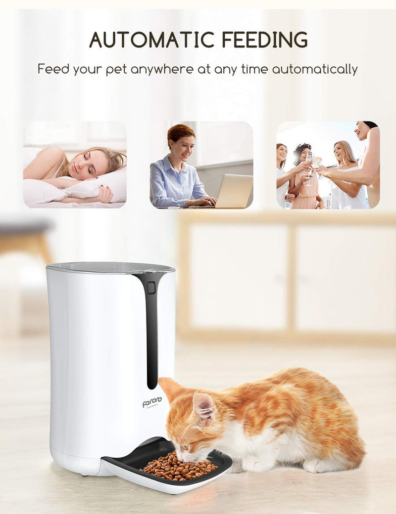 Faroro Automatic Cat Feeder with Timer Schedule Feature 7L Cat Small Dog Dry Food Dispenser with Portion Control and Voice Recorder for Healthy Feeding 4 Meals a Day - PawsPlanet Australia