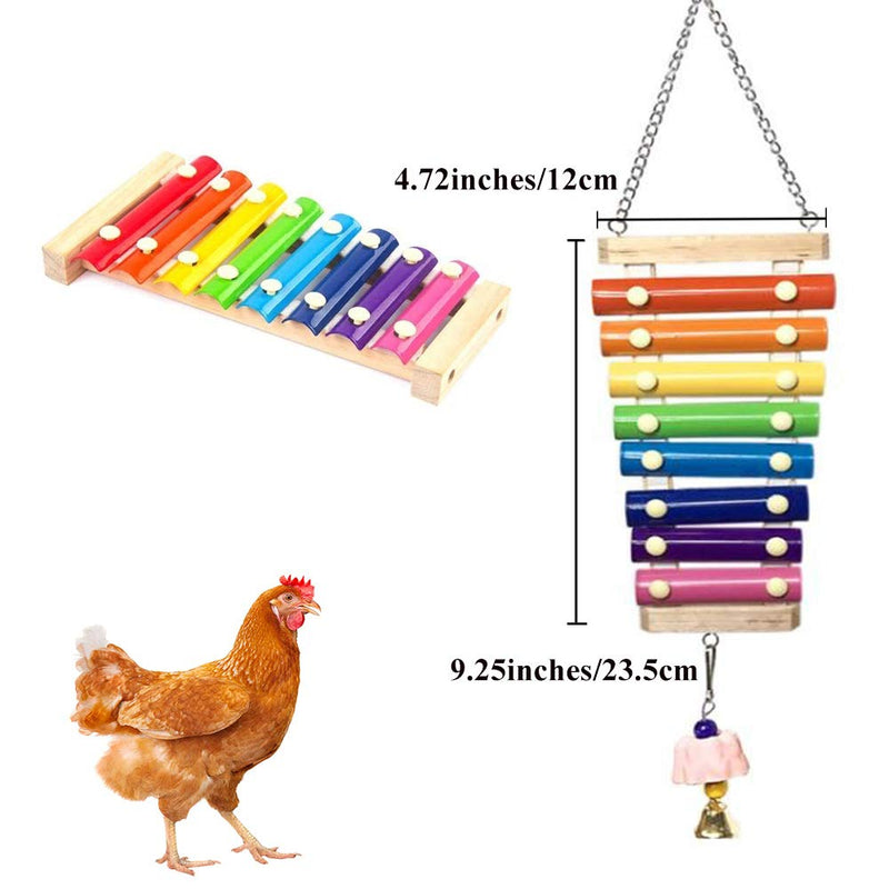 ASOCEA Chicken Wooden Xylophone Toy Hen Hanging Interactive Musical Toys Play Coop Pecking Toys Cage Accessories with Metal Chain for Chicken Parrot Hen - PawsPlanet Australia