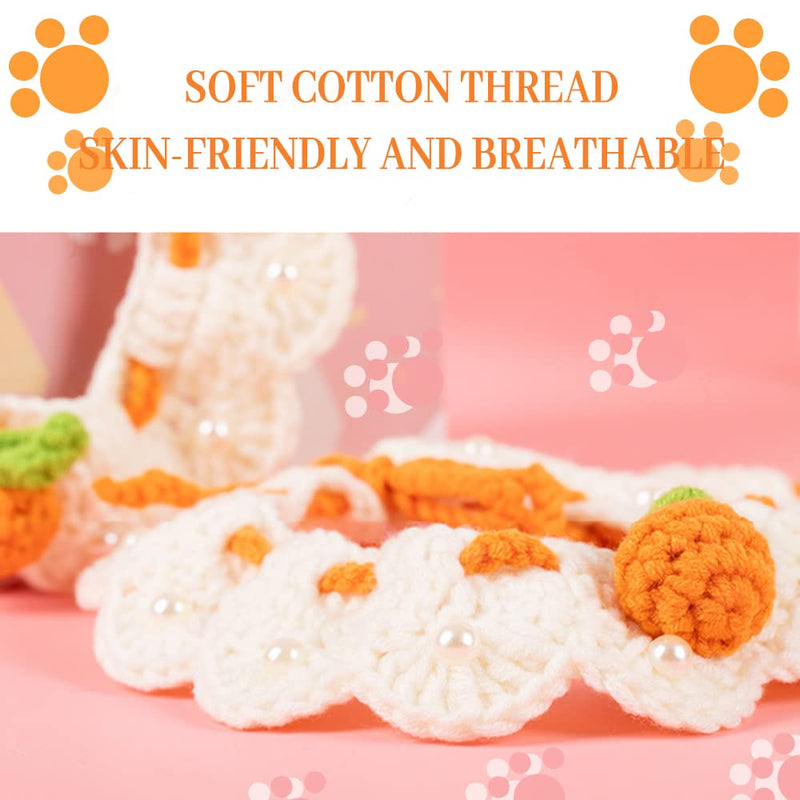 Cat Bib Knitted, FainFun 1 Piece Handmade Knitted Collar for Cat Small Dogs, Adjustable Pet Knitted Scarf, Knitted Tie with Small Oranges for Kittens M - PawsPlanet Australia