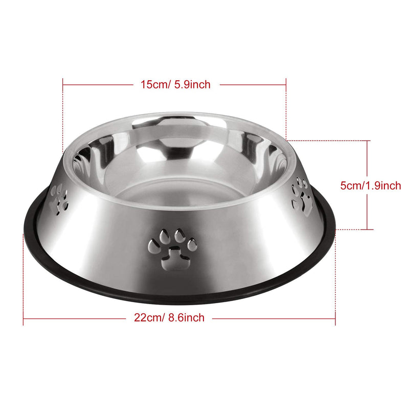 Legendog large Dog Bowl, 2 Stainless Steel Dog Bowl/Dog Feeding Bowls/Paw Dog Bowl for Medium Big Dogs Feed Water and Food (22cm) 22cm - PawsPlanet Australia