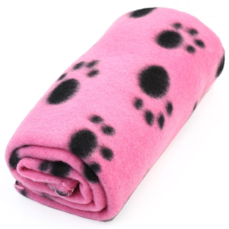 [Australia] - Yonisun Pet Dog Cat Puppy Kitten Soft Blanket Doggy Warm Bed Mat Paw Print Cushion Pink 