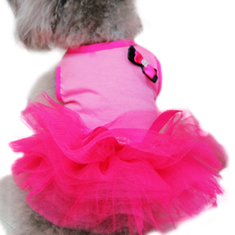 Silvercell Puppy Pet Dog Cat Princess Tutu Dress Bow Crystal Belt Skirt Clothes X-Small Rose - PawsPlanet Australia