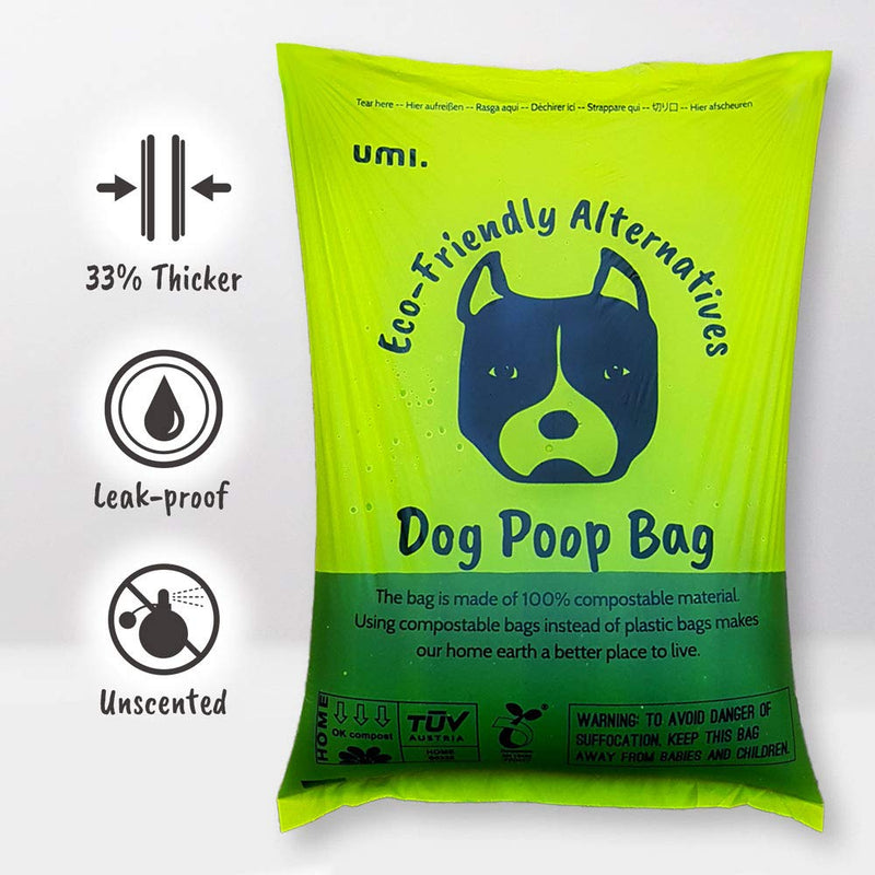 Amazon Brand - Umi Biodegradable Dog Poo Bags - Vegetable-Based, Home Compostable, Microplastic-Free, Unscented and Leak-Proof - 23 x 33 cm, Pack of 120 - PawsPlanet Australia