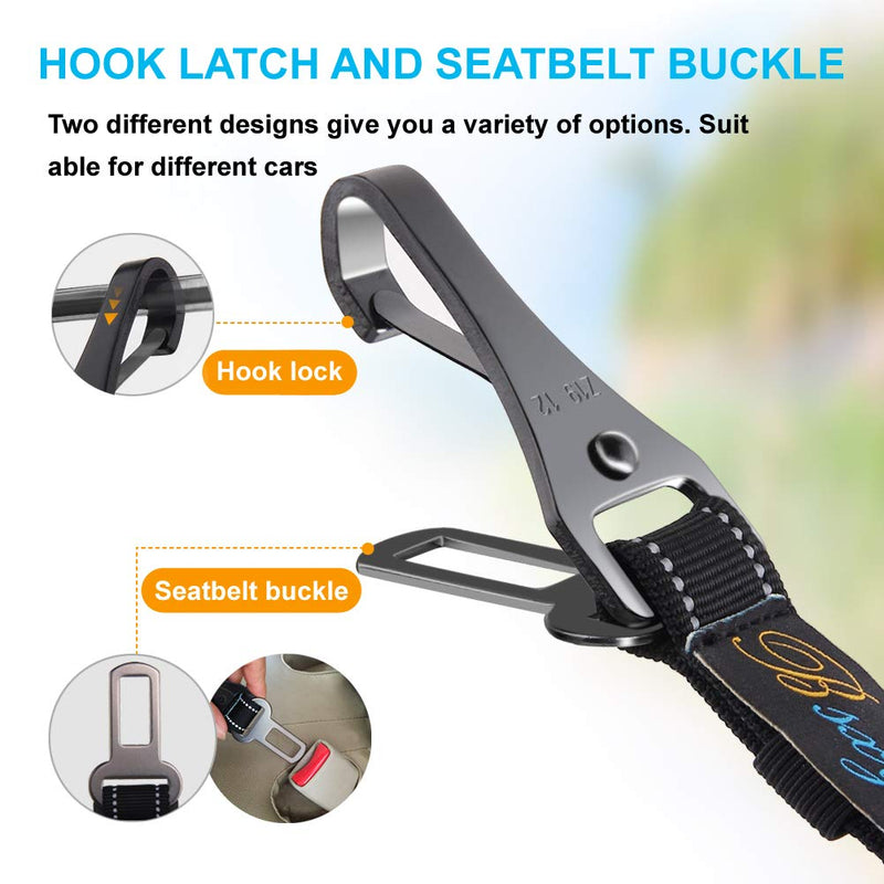 Dog seat belt 3 in 1, car belt dog reflective, with adjustable elastic shock absorption and strong carabiner seat belt, with storage bag. for all dog breeds & cars. - PawsPlanet Australia