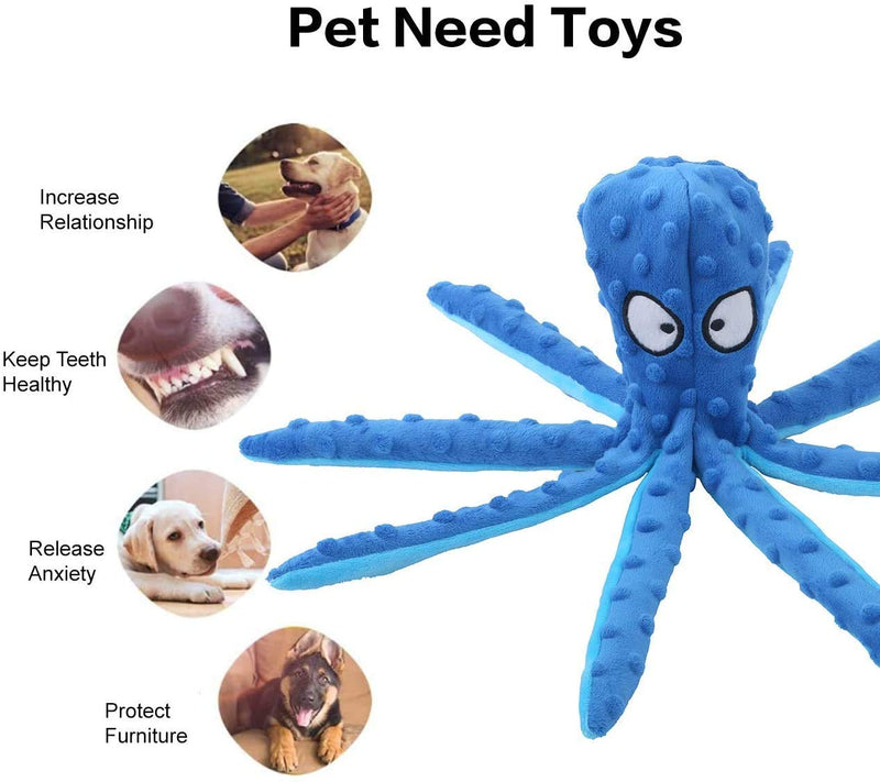 futureyun Dog Squeaky Toys No Stuffing Squeaky Dog Toy Octopus Dog Toys for Puppy Teething Durable Interactive Dog Chew Toys for Small to Medium Dogs Training and Reduce Boredom 2 Pack blue pink - PawsPlanet Australia