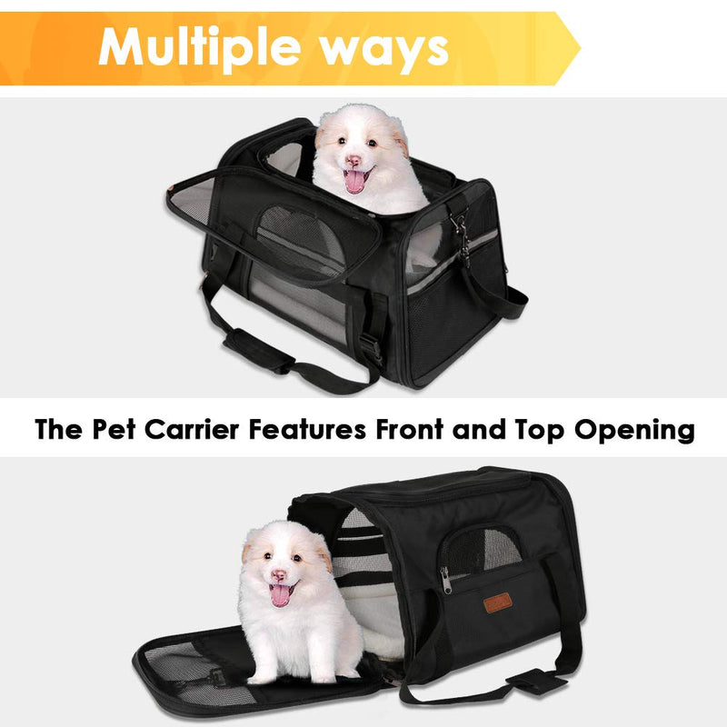 [Australia] - CLEEBOURG Cat Carrier Dog Carriers, Airline Approved Travel Pet Bag, Collapsible Soft-Sided Kennel with Reflective Side Strip, Mesh Window and Escape-Proof Buckle, Best for Small Medium Cats Dogs 