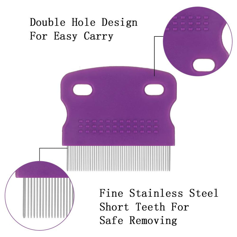 Heyu-Lotus 6 PCS Pet Flea Comb, Tear Stain & Flea Remover Comb Set for Dog Cat Stainless Steel Teeth Pet Grooming Comb for Removing Flea Egg,Mites,Ticks Dandruff Flakes,Crust,Mucus,Stains (purple) purple - PawsPlanet Australia