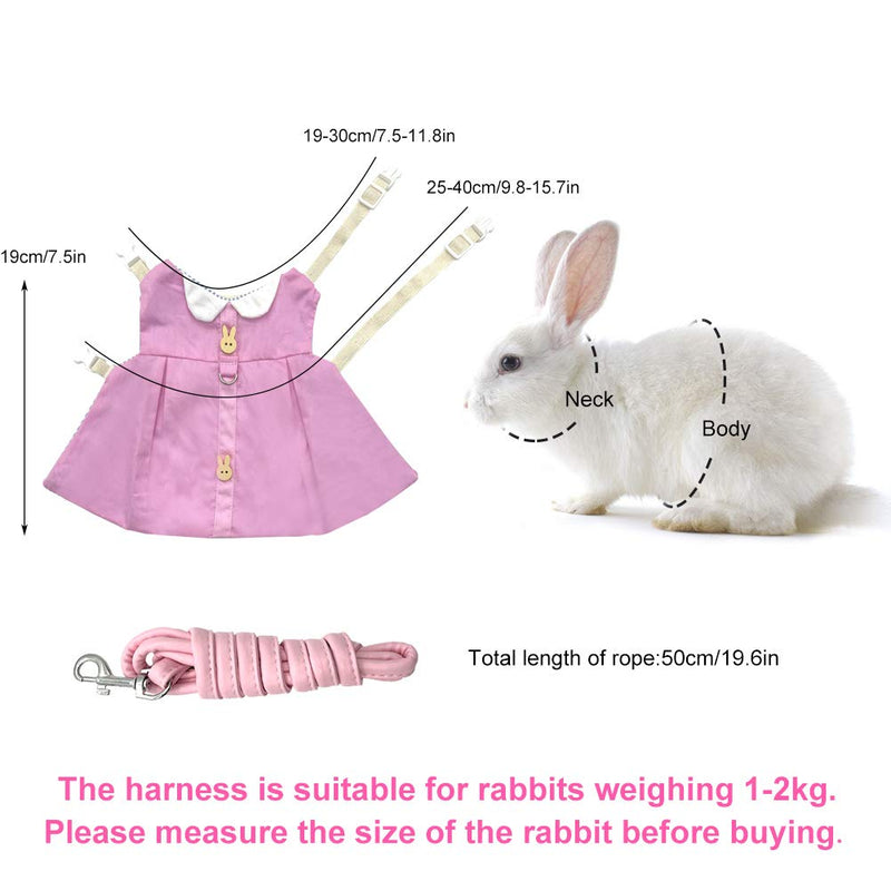 Rabbit Harness and Lead Set Cute Pink Harness Soft Cotton Anti-breakaway Harnesses for Dwarf Rabbit Medium - PawsPlanet Australia