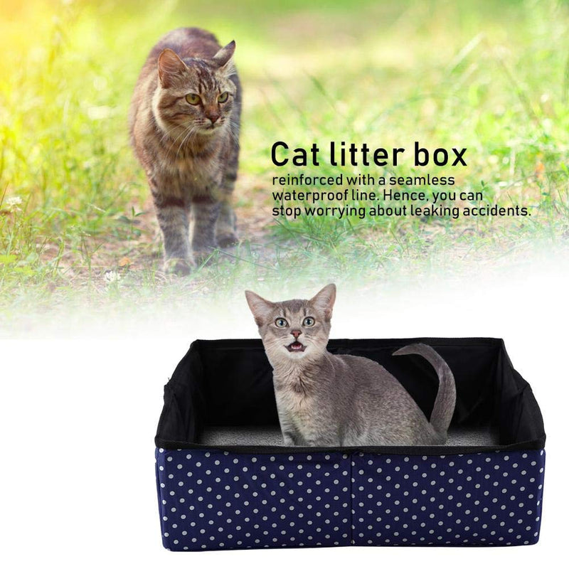 [Australia] - Minnya Cat Litter Box Collapsible Cat Litter Pan Cat Toilet Box Foldable Toilet Tray Carrier Waterproof Leakproof Pet Litter Box for Indoor and Outdoor Use Blue 