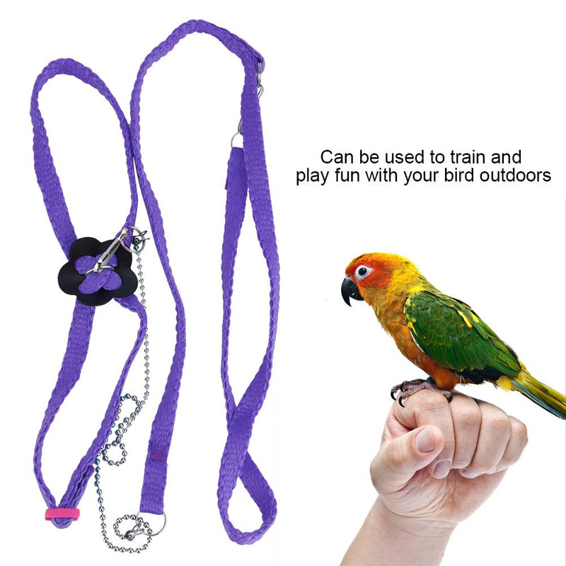 Adjustable Bird Harness Leash Soft Parrot Intelligence Training Rings Toy for Budgie Parakeet Lovebird Finch Macaw African Grey Cockatoo Playing Training(Purple) - PawsPlanet Australia