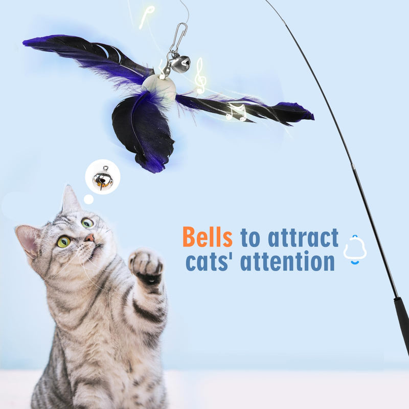 Geepen Cat Toy Set, (16 Pieces) Interactive Cat Toy Interactive Cat Toy, Retractable Cat Toy, Cat Feather Toy Refills, Butterfly Toy - PawsPlanet Australia