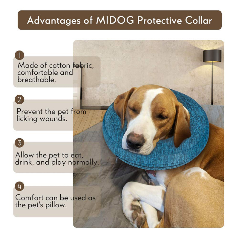 MIDOG Dog Cone Collar for After Surgery, Pet Inflatable Collar Soft Protective Recovery Cone for Dogs and Cats to Prevent Pets from Touching Stitches, Wounds and Rashes X-Small(Neck:5"-8") Blue - PawsPlanet Australia
