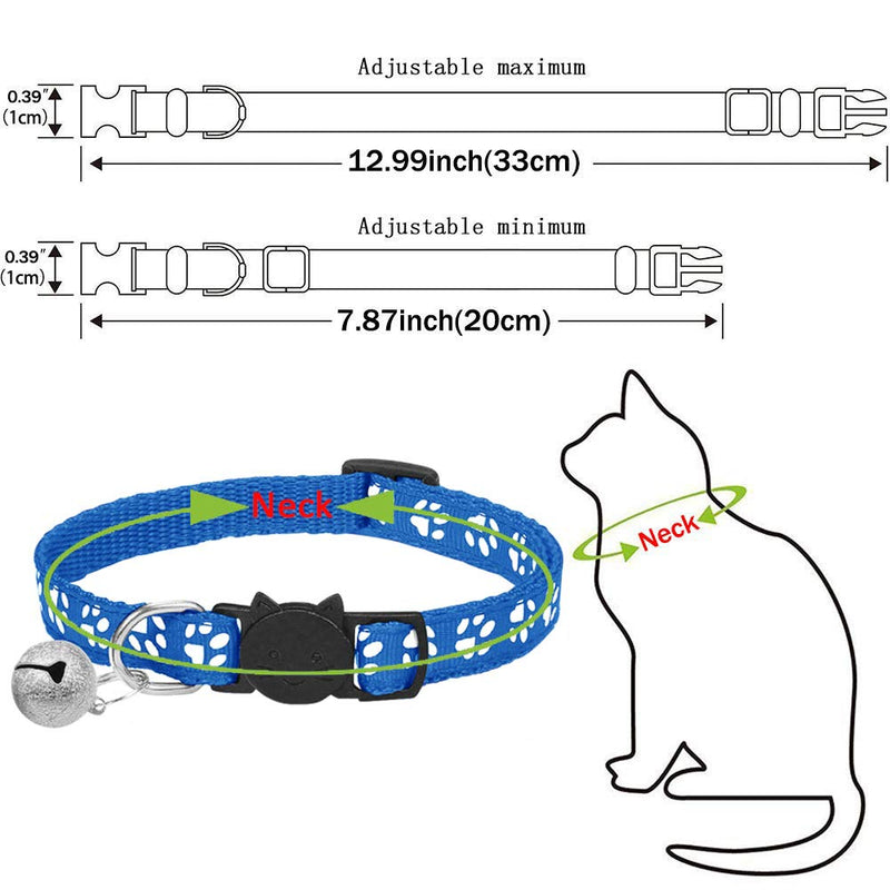 BOW CALICO Reflective Cat Collars with Bells, Safe Quick Release Cat Collar, Adjustable to Fit All Domestic Cats(12 Pack) - PawsPlanet Australia