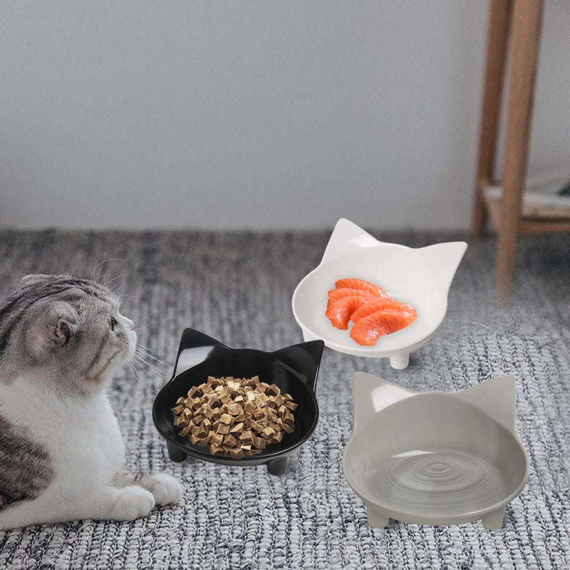 Cat Bowls Cat Food Bowl Non Slip Pet Bowl Shallow Cat Water Bowl to Stress Relief of Whisker Fatigue,Dog Bowl Dish Cat Feeding Wide Bowls for Puppy Cats Small Animals(Safe Food-Grade Material) 3Black+White+Gray - PawsPlanet Australia