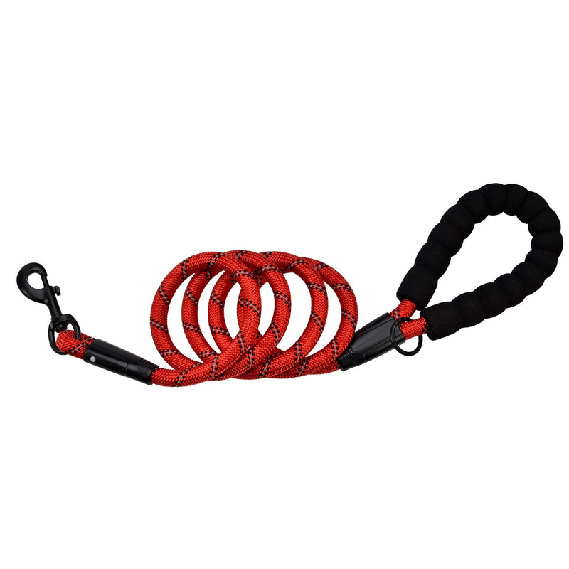 Anbeer 5 FT Strong Dog Lead with Soft Padded Handle and High Reflective Threads, Durable Pet Leash for Medium Large Dogs (Red) Red - PawsPlanet Australia