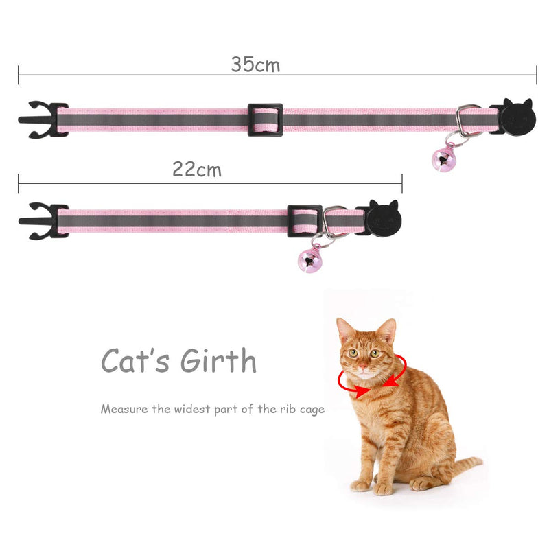 12 PACK Reflective Cat Collars Safety Quick Release Buckle with Bell- Pet Cat Kitten Collar Adjustable 19-32cm colorful - PawsPlanet Australia