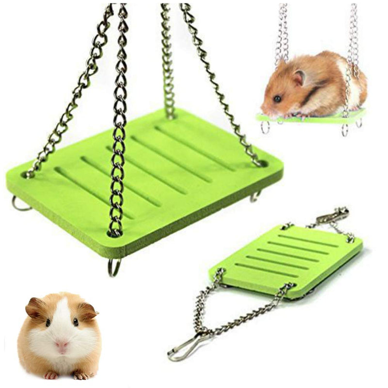 NA Hamster Toys 4 Pieces Lovely Small Hamster Activity Toys Set Including Imitation Wooden Seesaw and Swing Toys DIY Cage Accessories for Small Pets - PawsPlanet Australia
