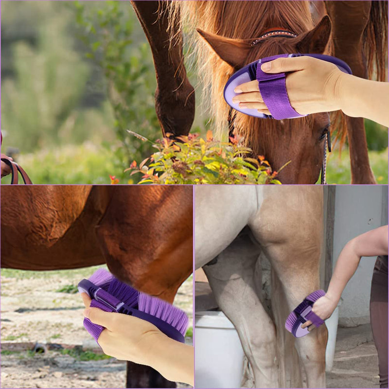 Hillylolly horse brush, horse root brush, long bristles, soft horse brush, horse magic brush, horse cleaning brush, horse root brush for children and horse lovers, purple - PawsPlanet Australia