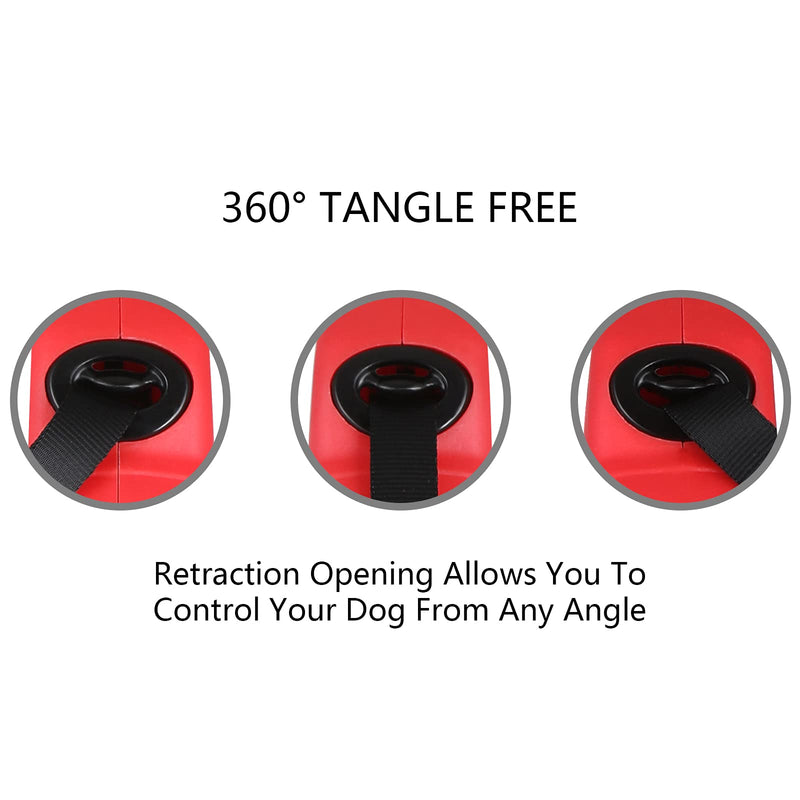 Pawee Tree Retractable Dog Leash,360°Tangle-Free Heavy Duty Pet Walking Leash with Anti-Slip Handle,Pet Leash for Medium Small Dog,Led Lights Leash with One-Hand Brake,Easy Control(Red Small/Medium) 13Ft Small/Medium red - PawsPlanet Australia