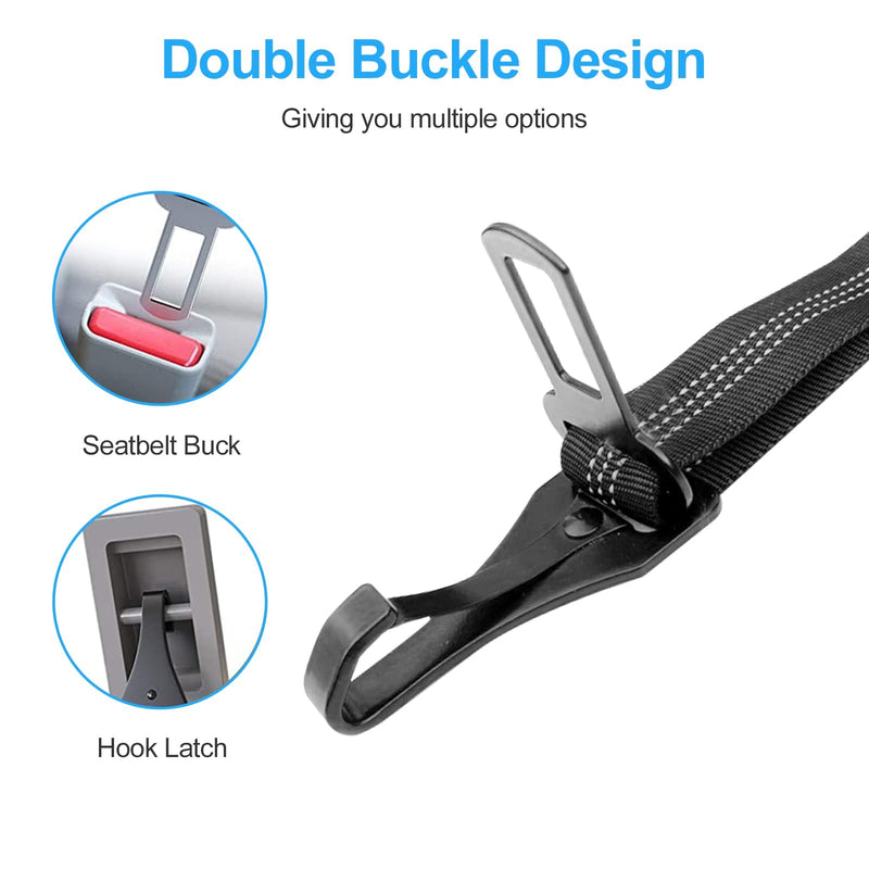 Newaner Pack of 2 dog car seat belts, 3-in-1 dog belt for the car, dog seat belt with elastic shock absorption, thick zinc alloy, double secure bolt hook and double buckle. - PawsPlanet Australia