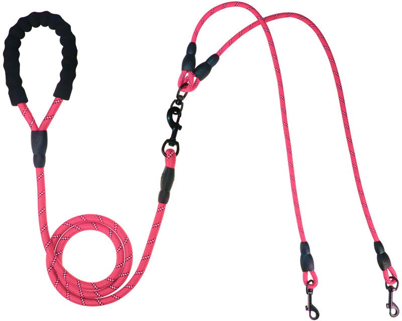 [Australia] - Taglory Double Dog Leash Coupler, Reflective Dual Leash 360°Tangle Free Soft Handle for Large Medium Small Dogs 30 Inches Pink 