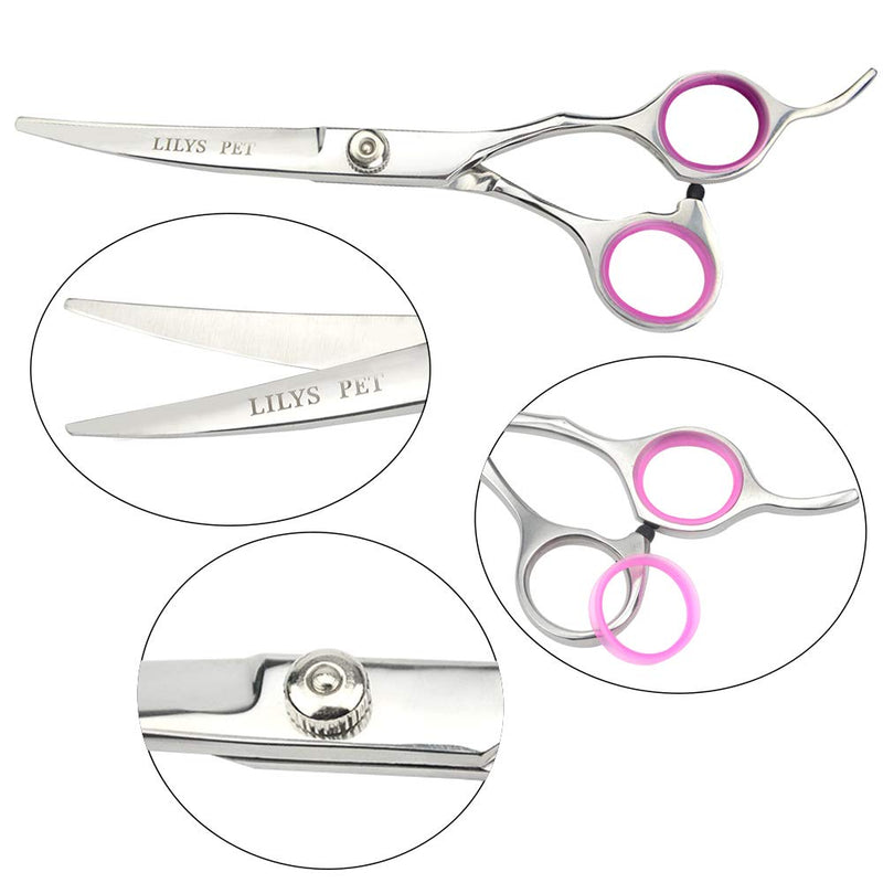 LILYS PET Professional PET Dog Grooming Scissors Suit,RED/Blue Ring, Cutting&Curved&Thinning Shears 6.0" - PawsPlanet Australia