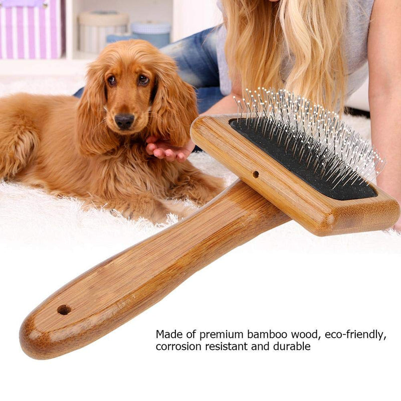 Oumefar Healthy Bamboo Dog Hair Comb Eco-Friendly Pet Wooden Brush Massage Grooming Slicker Brush with Rounded Bristles(Charged) Charged - PawsPlanet Australia