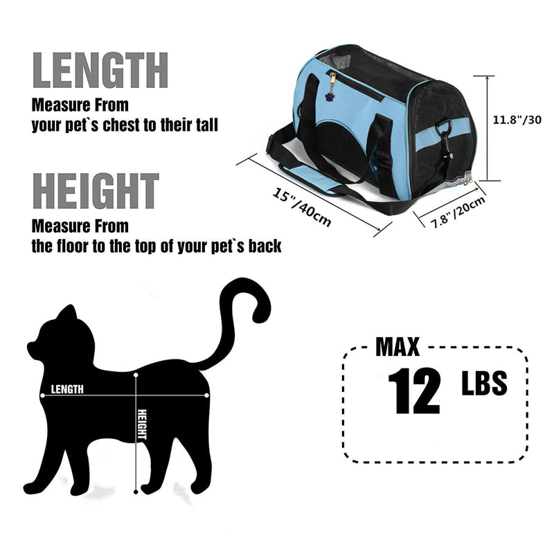 [Australia] - ZaneSun Cat Carrier,Soft-Sided Pet Travel Carrier for Cats,Dogs Puppy Comfort Portable Foldable Pet Bag Airline Approved Small Blue 