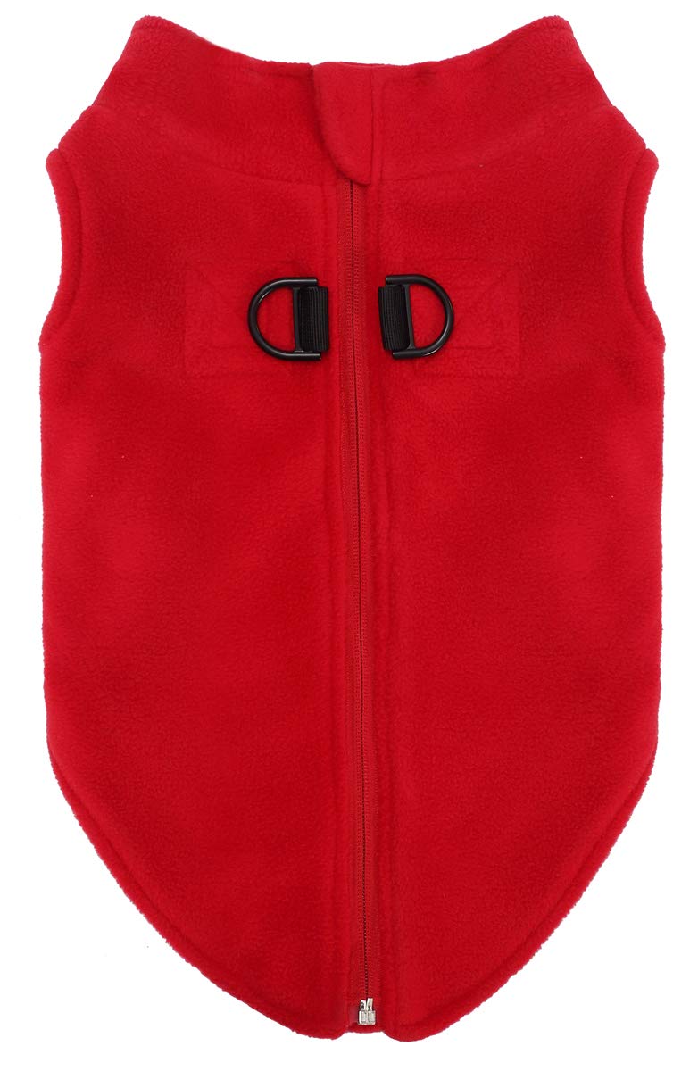 Geyecete Dog Fleece Vest Winter Dog Coat Winter Coat,Double D buckle With zipper Dog Apparel for Cold Weather Dog Jacket for Small Medium Large Dogs-Red-XXL XXL Red - PawsPlanet Australia