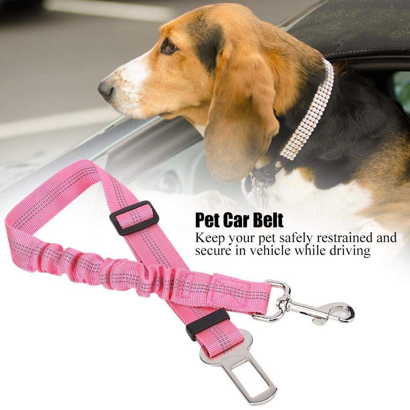 Dog SeatBelt Adjustable Dog Car Seatbelts Reflective Elastic Pet SeatBelt Harness Lead Leash Rope for Dogs Cats and Pets(Pink) Pink - PawsPlanet Australia