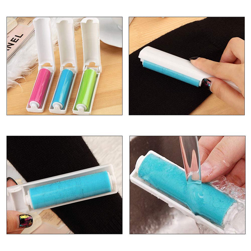 None Branded 3 Pack Sticky Lint Rolle with Sticky Portable Washable Dust Lint Roller Cover Dust Lint Roller Reusable Washable Travel Device Pet Hair Remover Brushes - PawsPlanet Australia